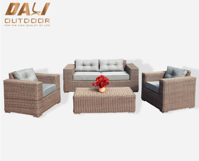 4 stk Modern Wicker Utendørs rottingmøbler Hage Patio Gass Brann Sofasett