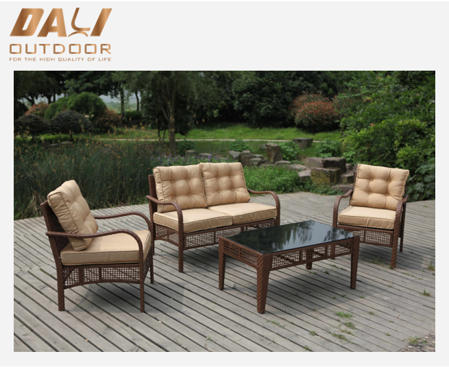 All Weather flat rotting 4 stk brunt utendørs sett plast rotting sofa rotting møbel hjørnesofa